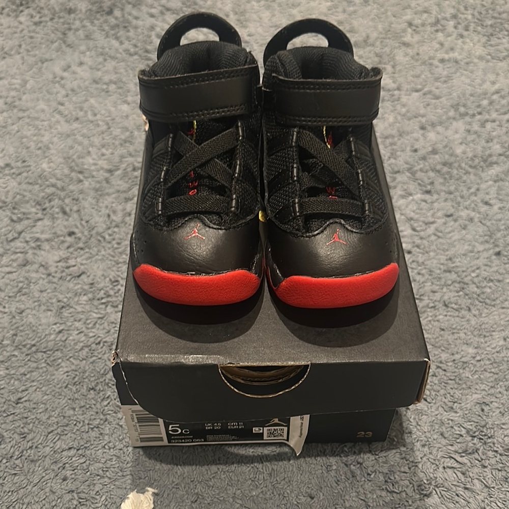 Jordan 6 Rings Toddler Sneakers - Black and University Red